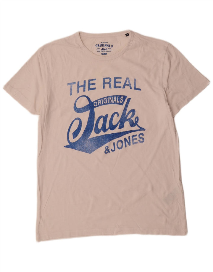 Tricou cu grafic Jack & Jones pentru bărbați Top mediu din bumbac alb
