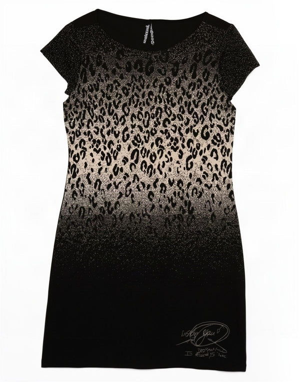 Rochie cu teacă cu grafică Desigual pentru femei UK 14, mare, negru, imprimeu cu animale