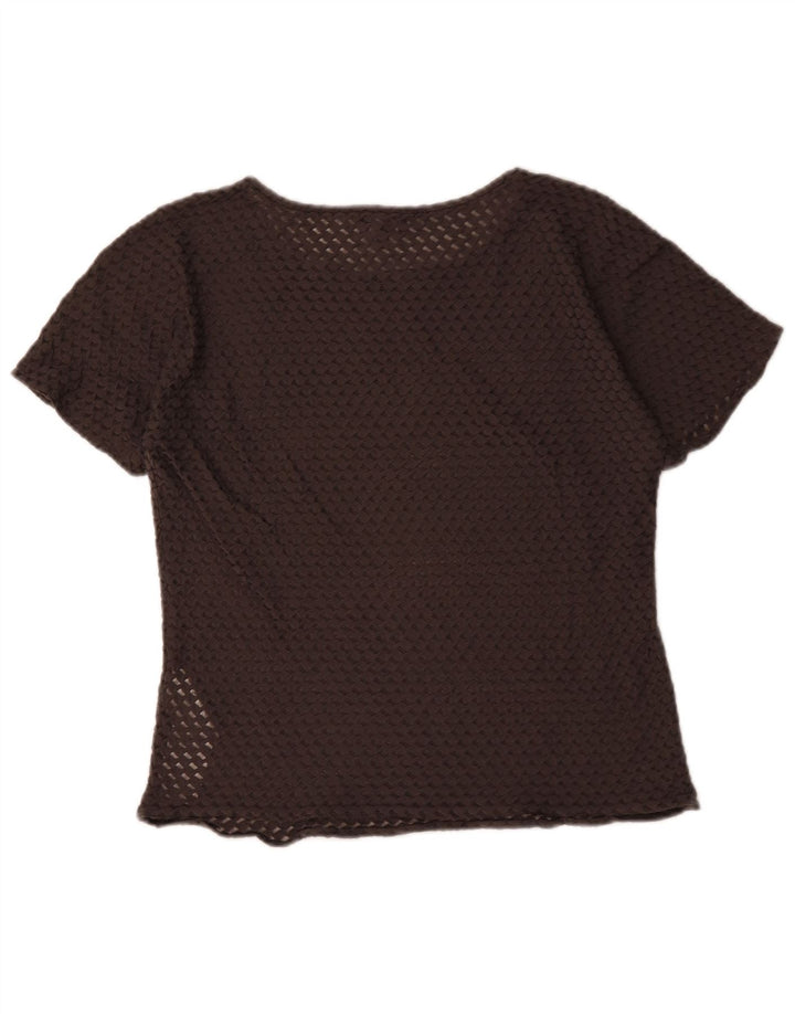 Giorgio Armani Womens See Through Top IT 46 Large Brown Bumbac