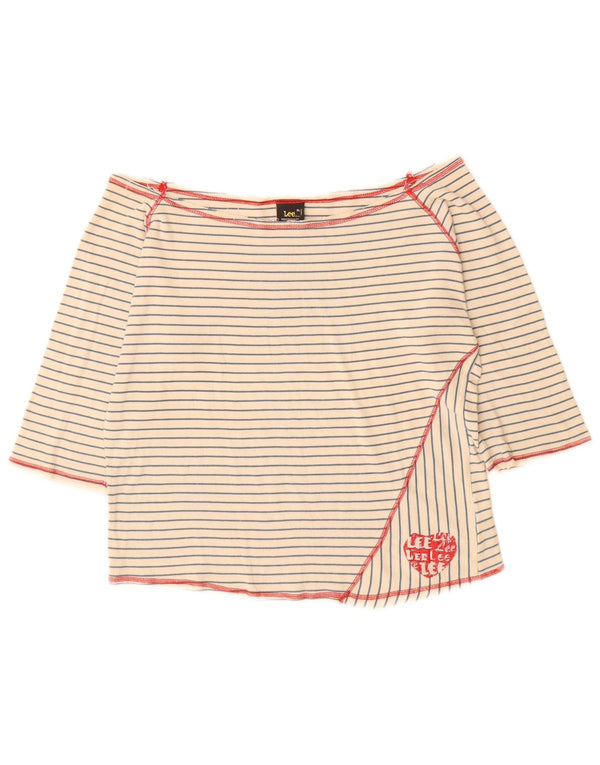 Top cu umeri Lee pentru femei, cu mâneci 3/4 UK 18 XL, cu dungi alb
