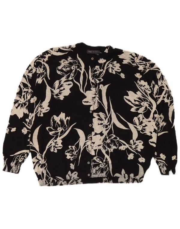 MARKS & SPENCER Pulover Crop Cardigan pentru femei UK 20 2XL Negru Floral