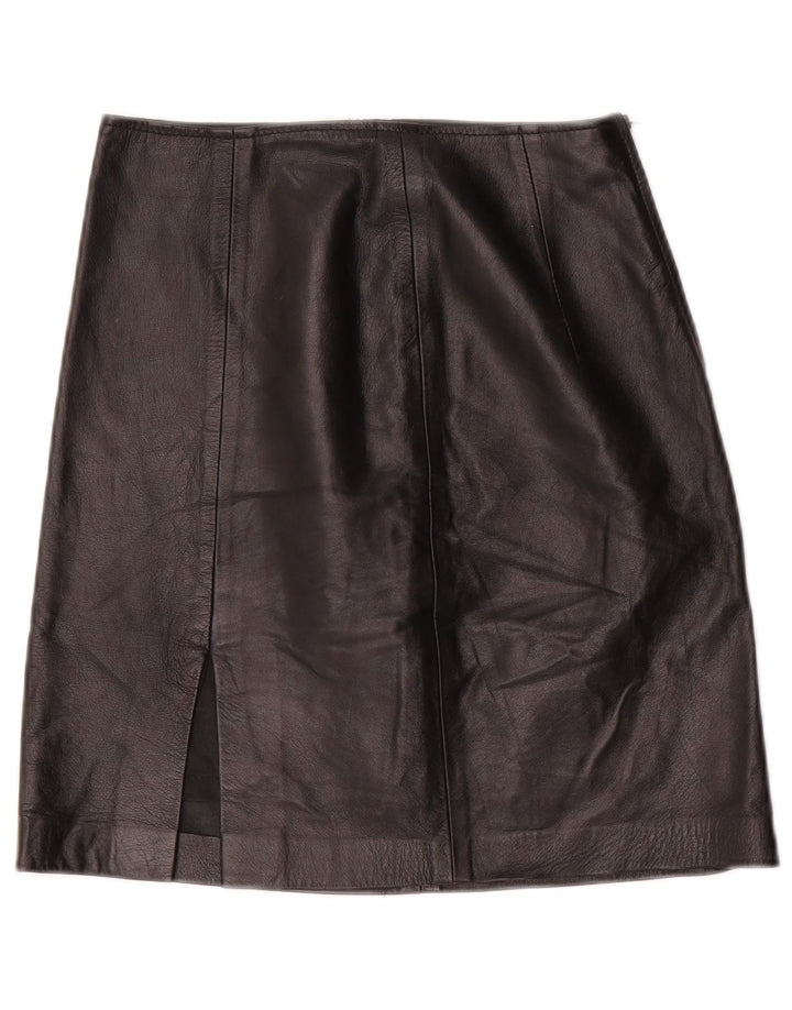 Fusta din piele vintage pentru femei cu talie înaltă IT 42 Medium W24 Negru