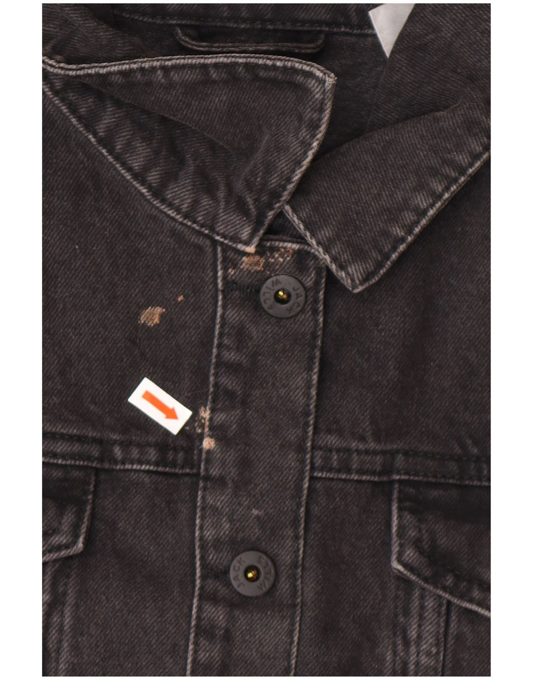JACK WILLS Jachetă oversized denim crop pentru femei UK 10 mic bumbac gri