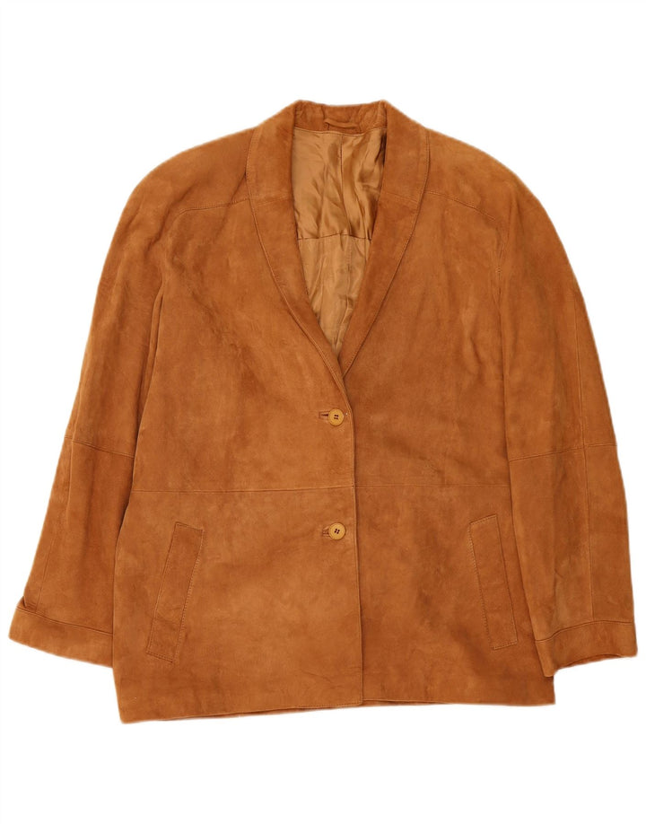 Vintage Womens 2 Buttons Suede Blazer Jacket IT 44 Medium Brown