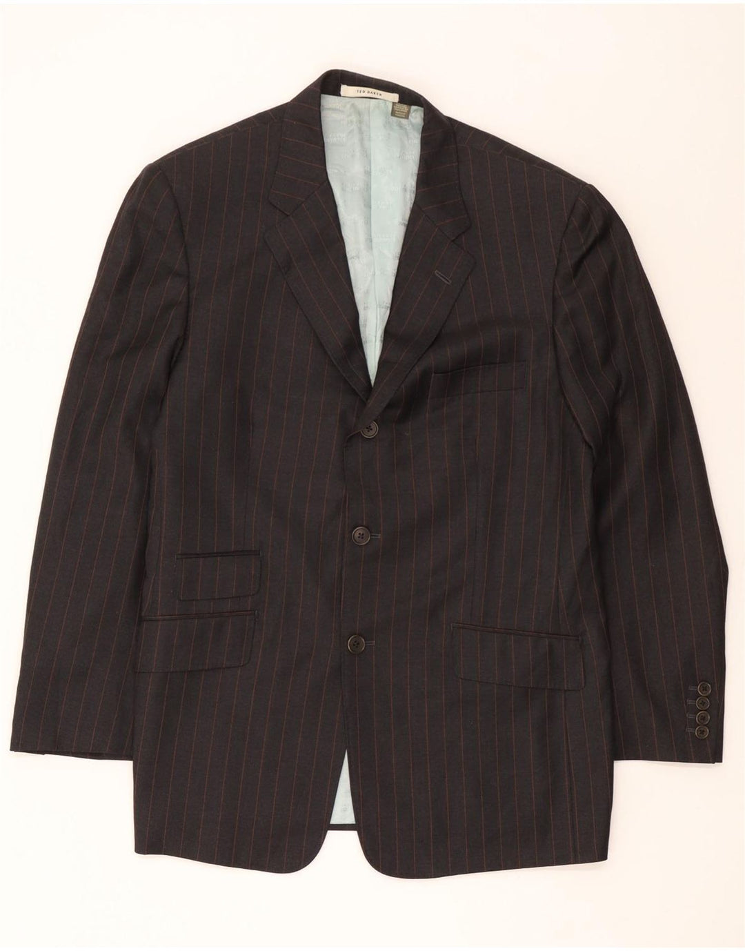 Jachetă pentru bărbați Ted Baker cu 3 nasturi EU 42 XL Lână cu dungi gri