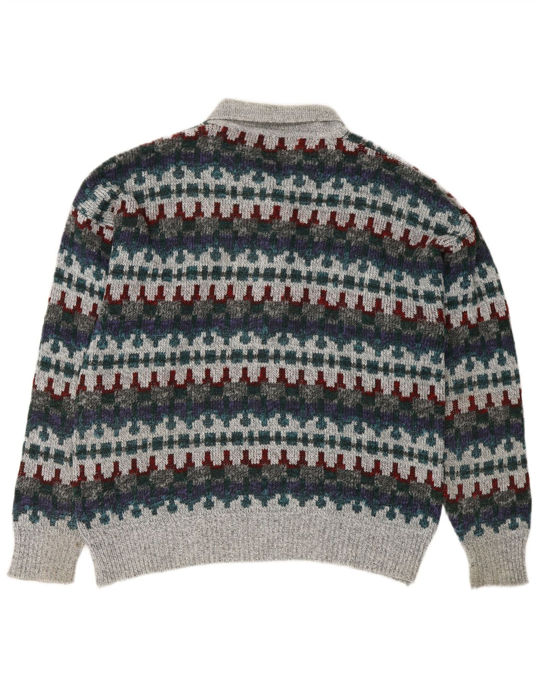VINTAGE Pulover cu gât polo pentru bărbați IT 48 Medium Multicolor Fair Isle