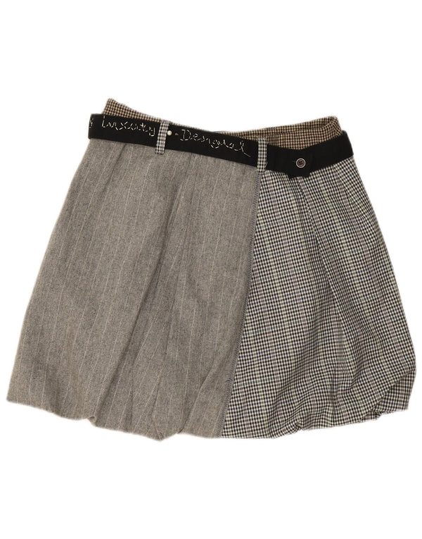 DESIGUAL Womens Bubble Skirt EU 42 Large W30  Grey Patchwork Polyester