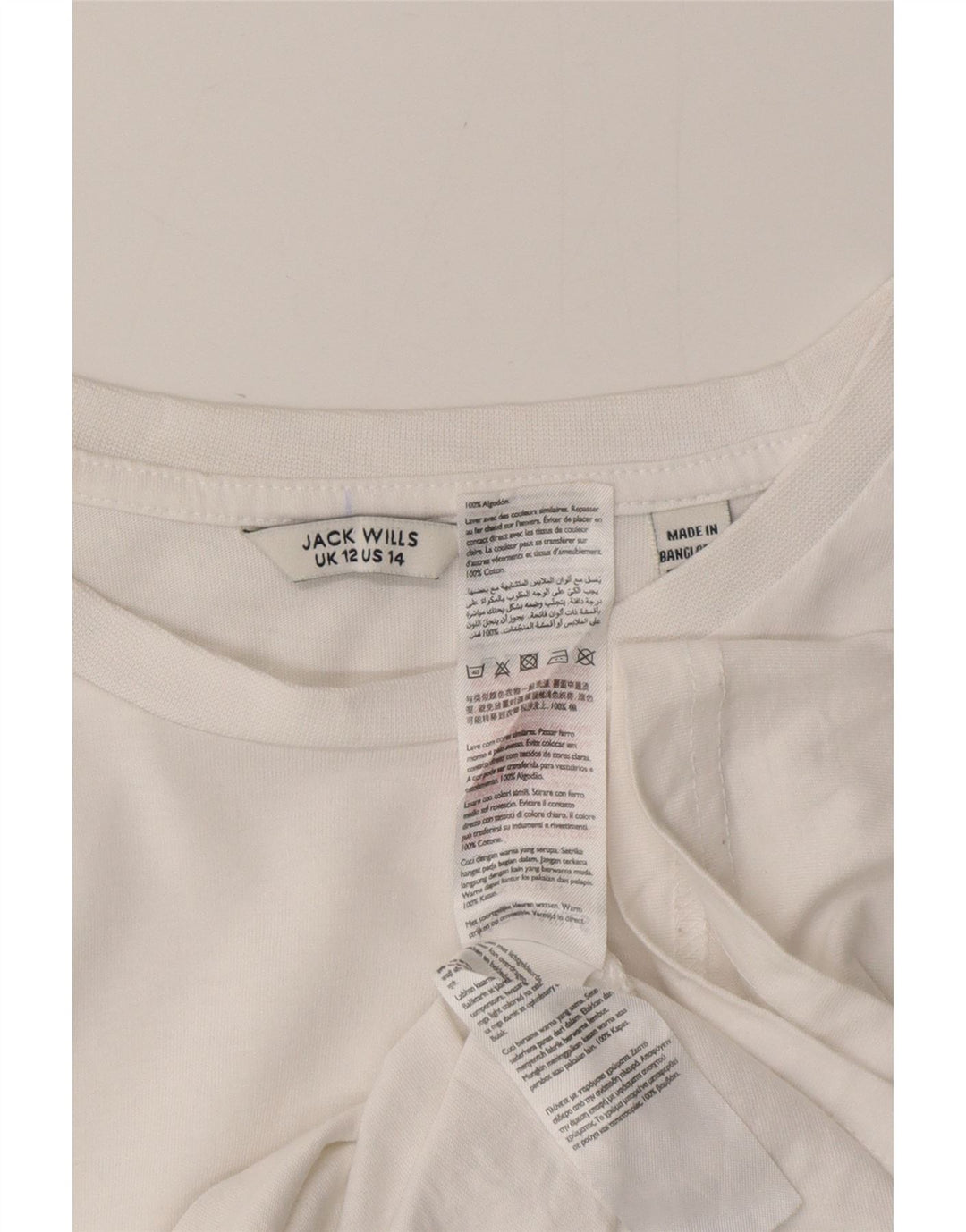 JACK WILLS Tricou pentru femei Top UK 12 Medium White Bumbac