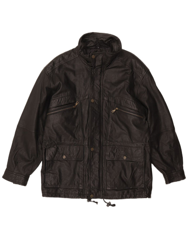 Jachetă de piele pentru bărbați DON CAMILLO IT 48 Medium Black Leather