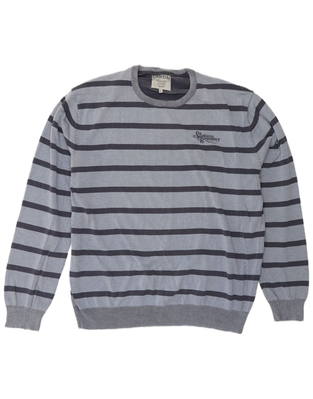 Pulover pentru bărbați Canda cu gât roșu, 2XL, cu dungi albastre