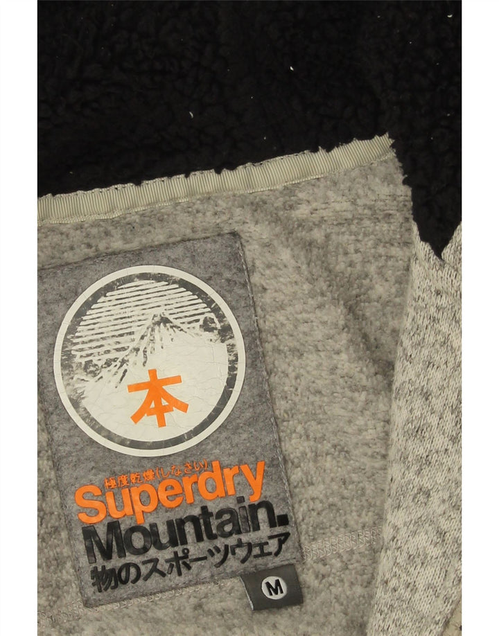 Pulover Superdry pentru femei, cu fermoar, UK 14, poliester cu pături gri mediu