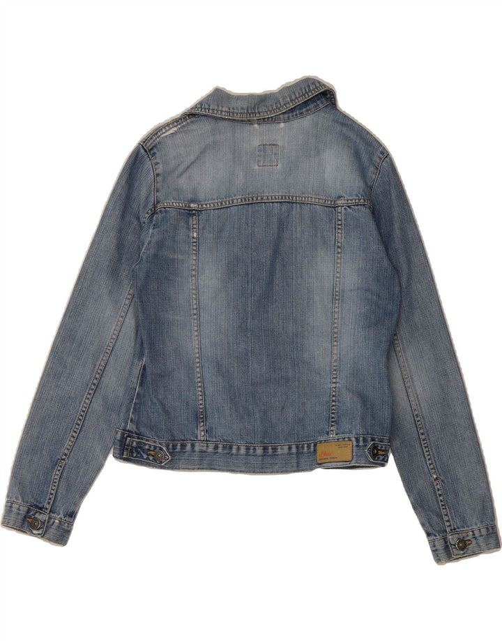 S.OLIVER Womens Crop Denim Jacket UK 12 Medium Blue Cotton Vintage S.Oliver and Second-Hand S.Oliver from Messina Hembry 