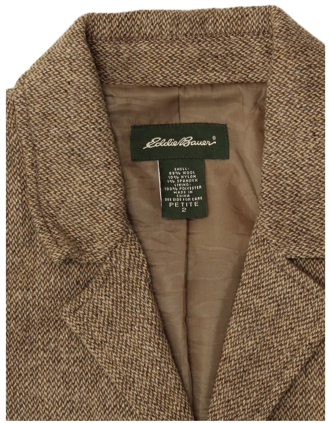 EDDIE BAUER Jachetă de damă mică cu 3 nasturi, US 2 XS, bej cu pete