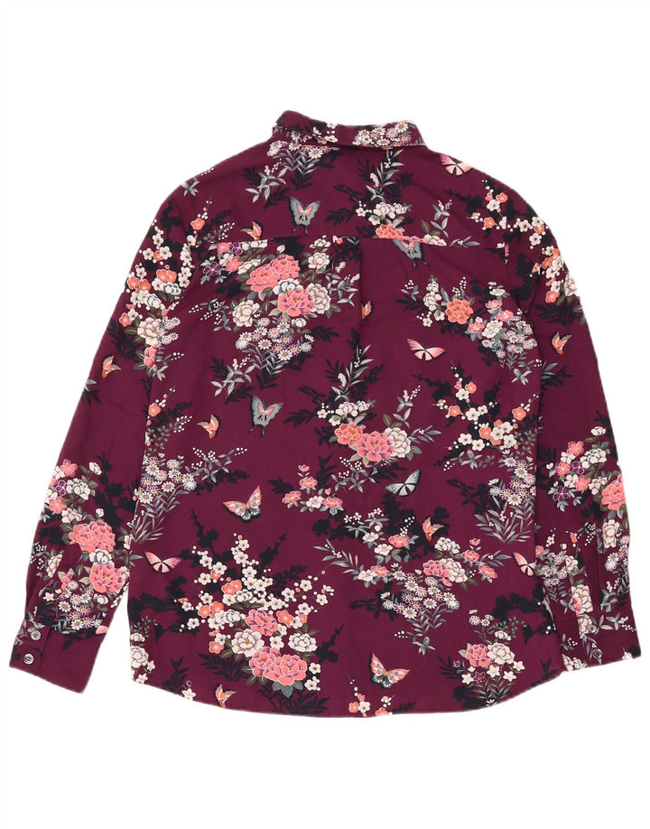 OASIS Womens Shirt Blouse UK 8 Small  Burgundy Floral Polyester