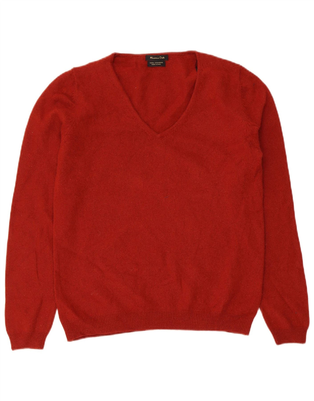 MASSIMO DUTTI Pulover cu decolteu în V pentru femei UK 14 Lână roșie mare