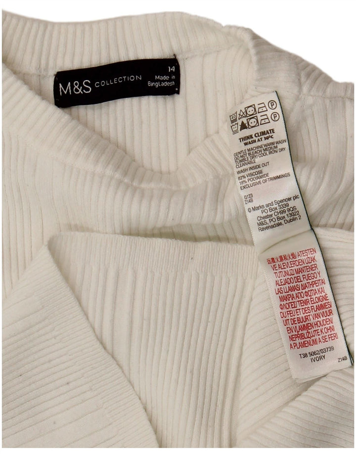 Marks & Spencer Crop Top pentru femei cu mânecă lungă UK 14 Medium White Viscose