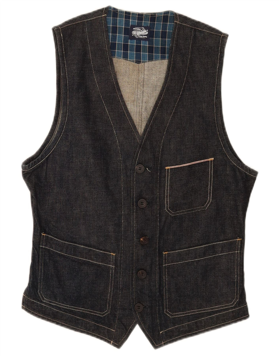 Vestă de blugi vintage pentru bărbați, mică, bleumarin