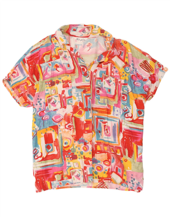 Cămașă vintage cu mânecă scurtă pentru femei IT 46 mare, multicoloră, mozaic