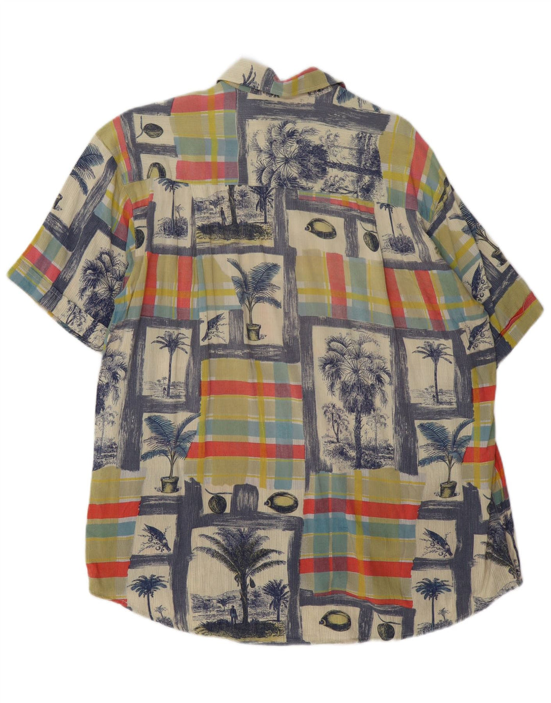 Cămașă vintage pentru bărbați cu mânecă scurtă, mare, multicoloră, mozaic
