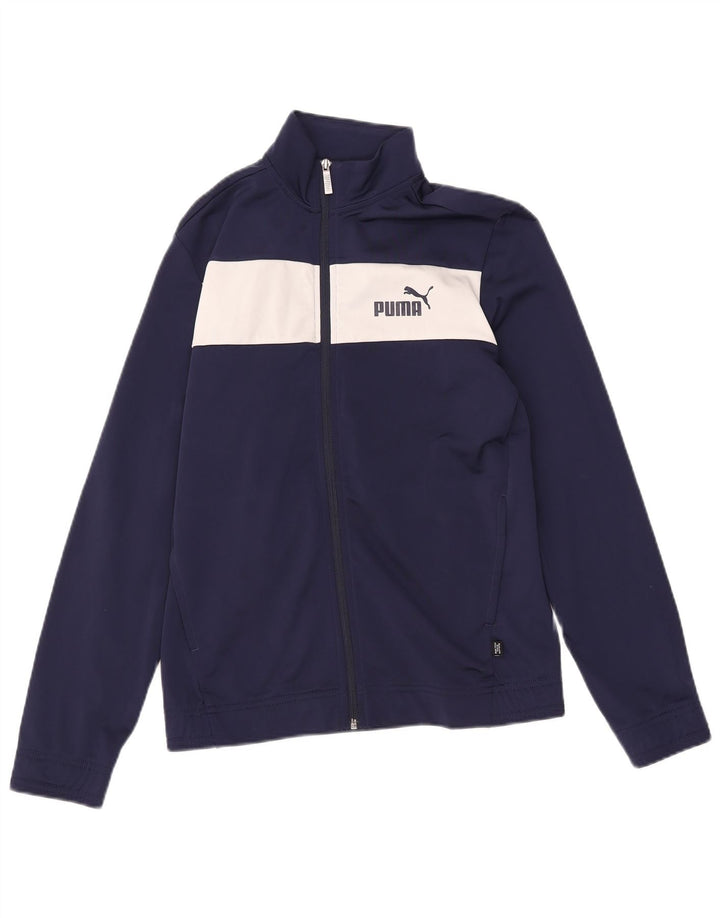 Jachetă de trening Puma pentru băieți 15-16 ani, albastru bleumarin, poliester color bloc
