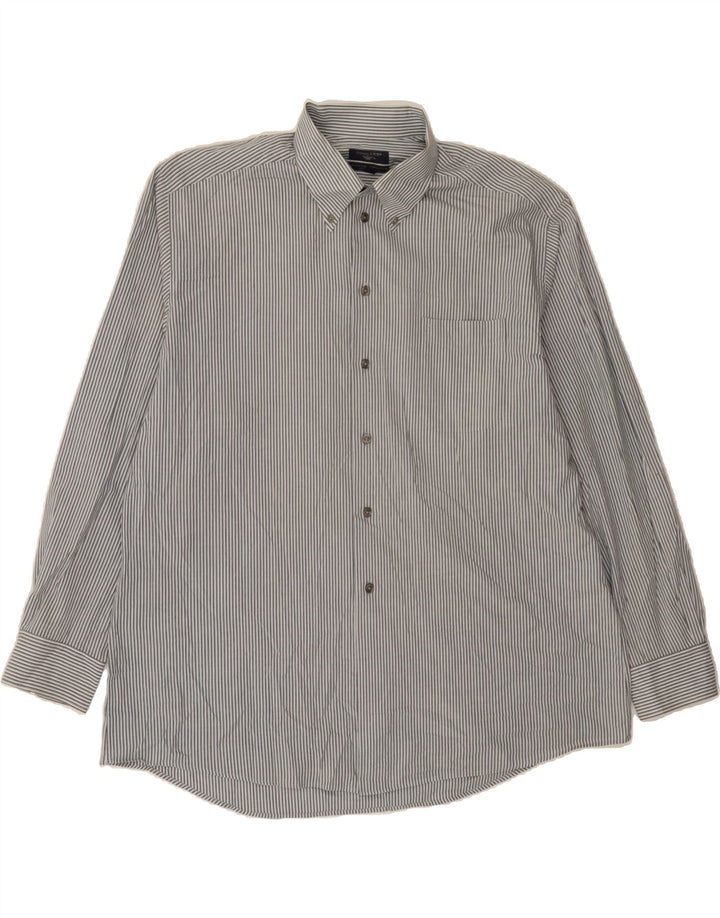 DOCKERS Mens Shirt Size 17 1/2 XL Grey Striped Cotton Vintage Dockers and Second-Hand Dockers from Messina Hembry 