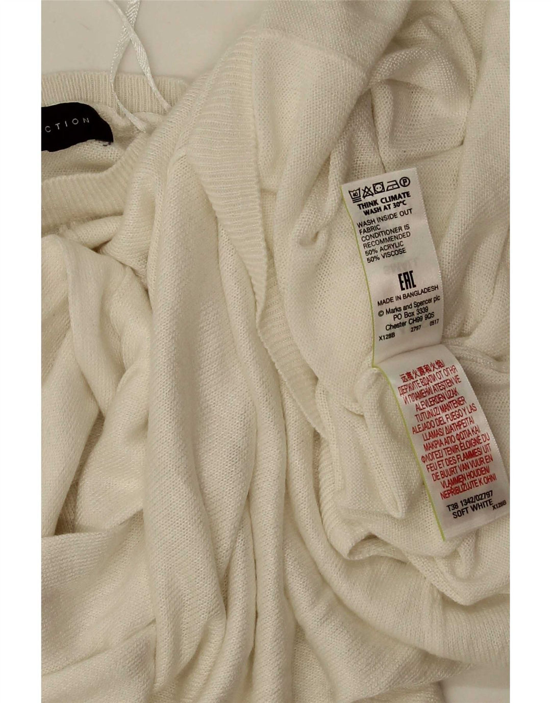 Marks & Spencer Pulover supradimensionat pentru femei cu gâtul turnat UK 10 Small White