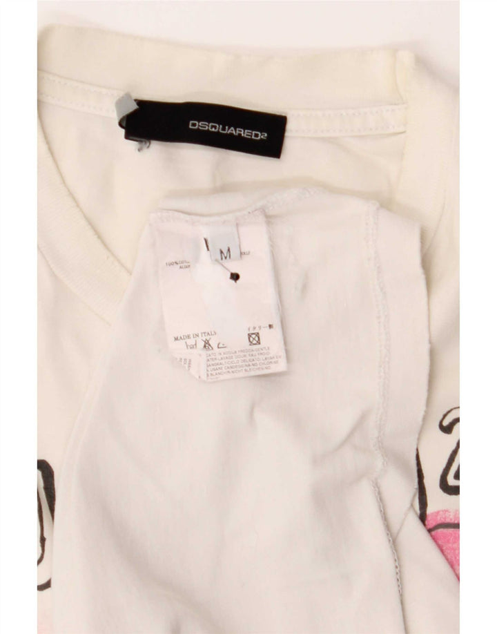 Dsquared2 Tricou cu grafică pentru bărbați Top, mediu, alb, bumbac