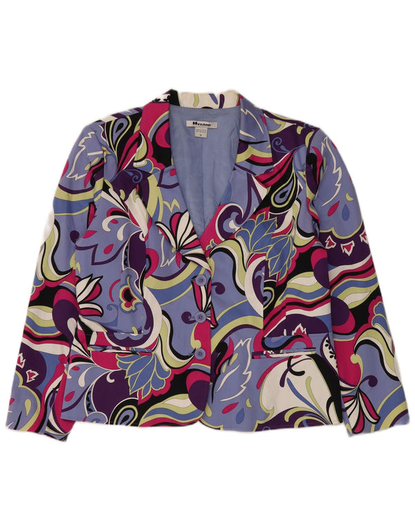 Jachetă Nygard pentru femei, cu 3 nasturi, US 16, 2XL, bumbac cu flori albastre