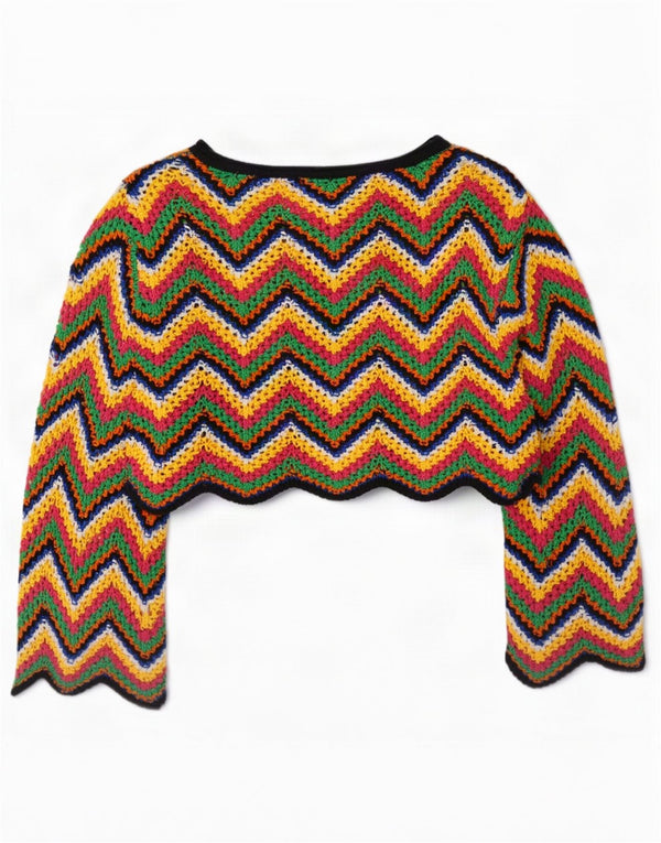 Bluză supradimensionată pentru femei Zara UK 10, chevron multicolor mic