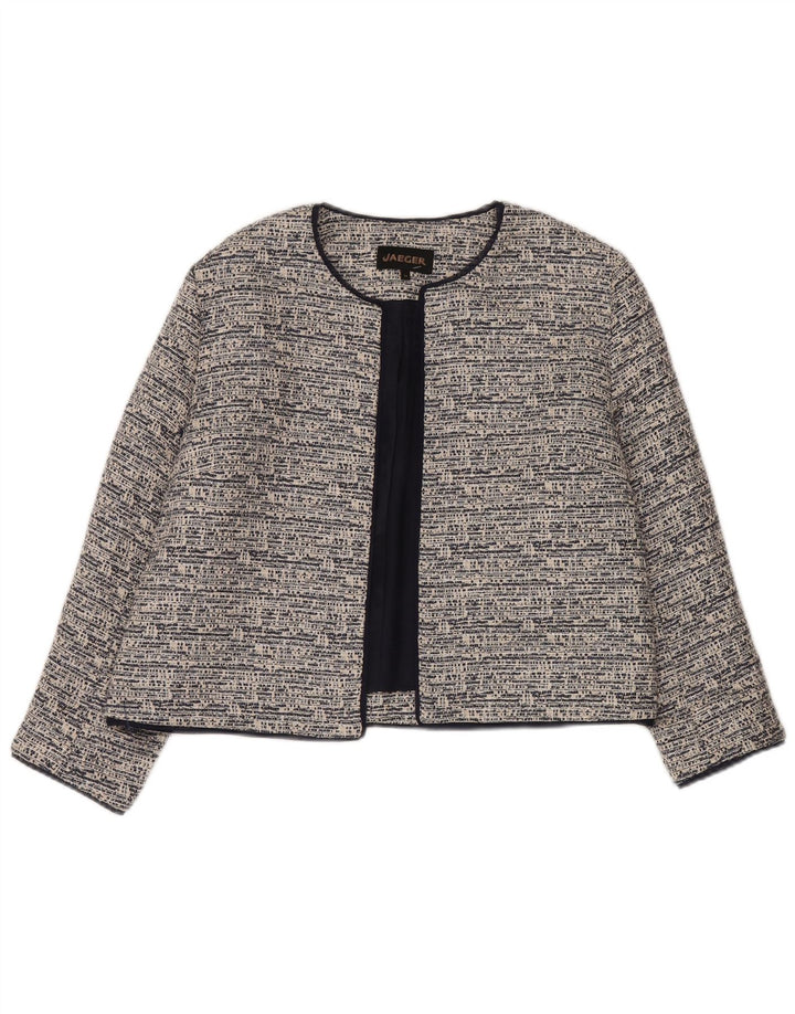 Jaeger Jaeger Crop Open Blazer pentru femei UK 14 mare bumbac gri