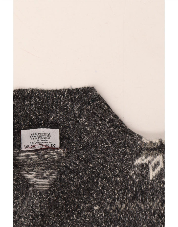 AVITANO Womens Turtle Neck Jumper Sweater UK 16 Large Grey Geometric Wool Vintage Avitano and Second-Hand Avitano from Messina Hembry 