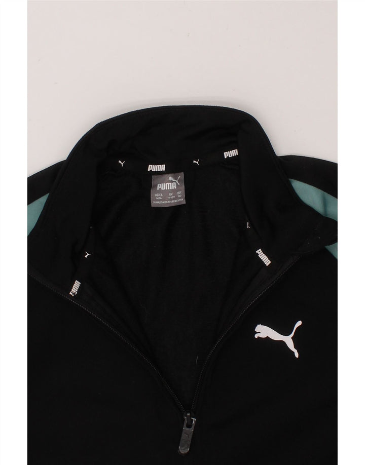 PUMA Girls Tracksuit Top Jacket 11-12 Years Black Colourblock Polyester Vintage Puma and Second-Hand Puma from Messina Hembry 
