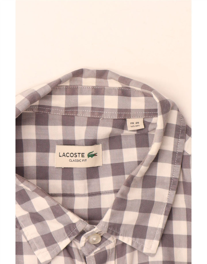 Cămașă pentru bărbați Lacoste Classic Fit Mărimea 46 2XL, bumbac vichy gri
