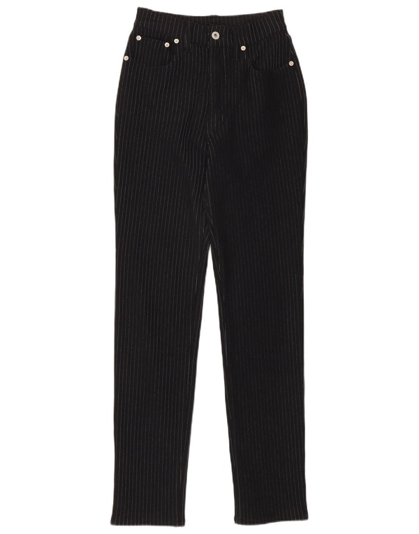 Replay Womens High Waist Casual Trousers W28 L32 Black Pinstripe Polyamide