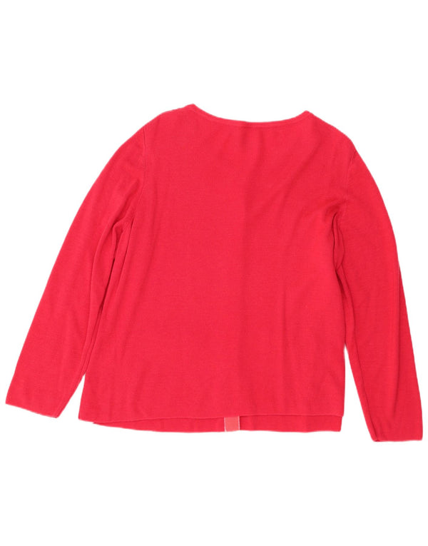Luisa Spagnoli Womens Cardigan Sweater UK 18 XL Pink Virgin Wool