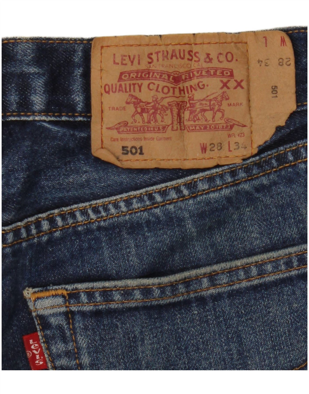 Blugi drepti pentru bărbați Levi's 501 W28 L26 Albastru