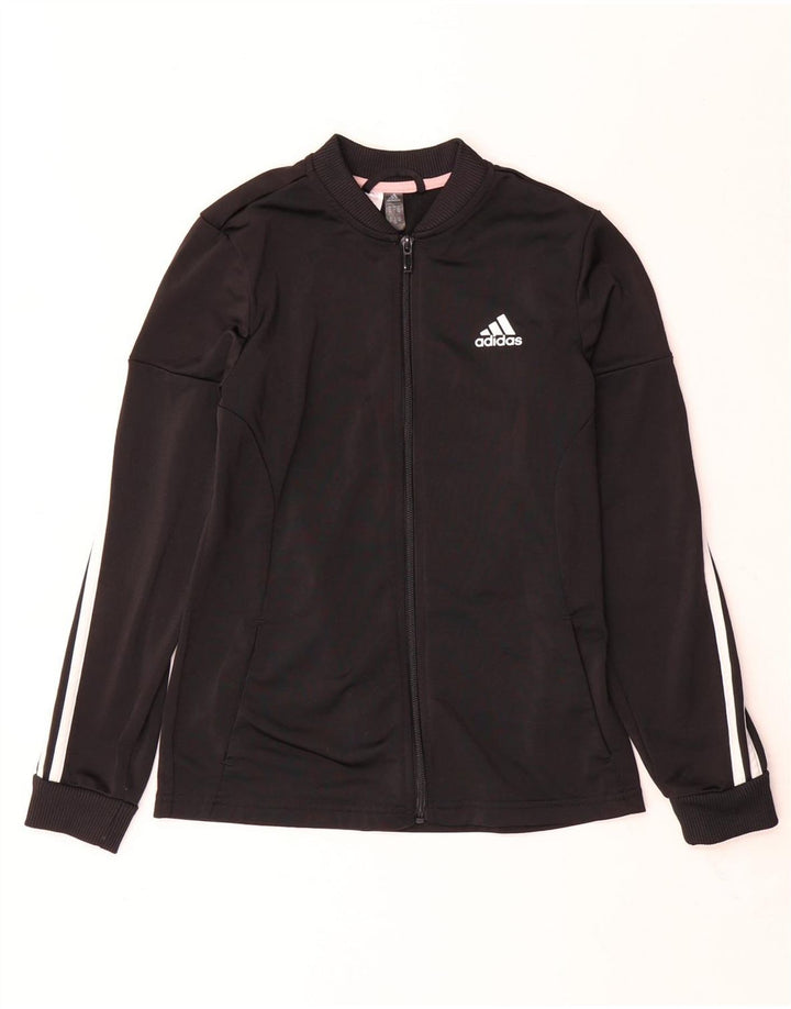 Jachetă de trening pentru fete Adidas 11-12 ani poliester negru