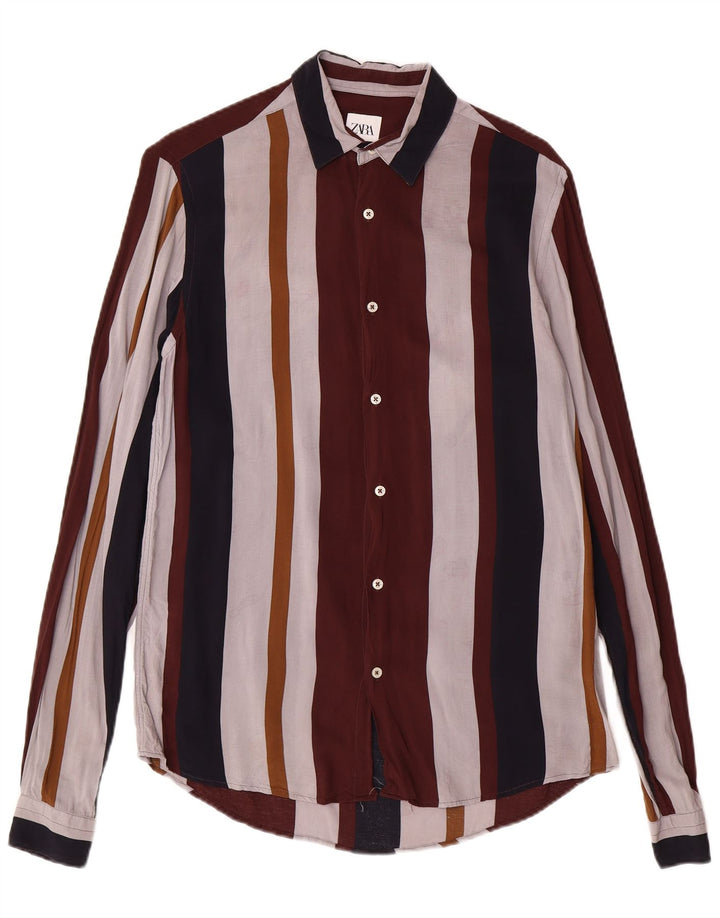 ZARA Mens Relaxed Fit Shirt Small Multicoloured Striped