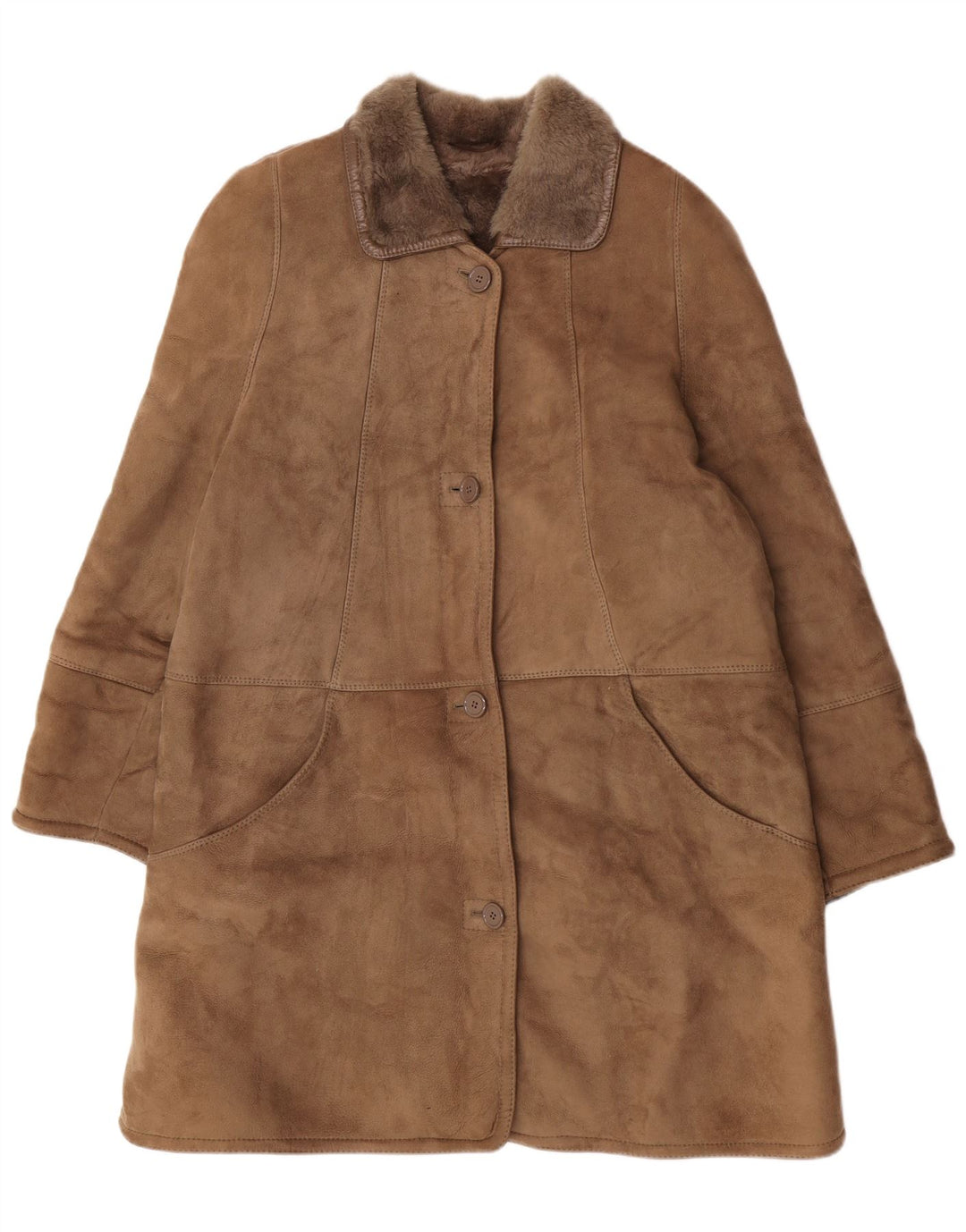 Palton supradimensionat din shearling pentru femei Skinni IT 50 XL maro din shearling