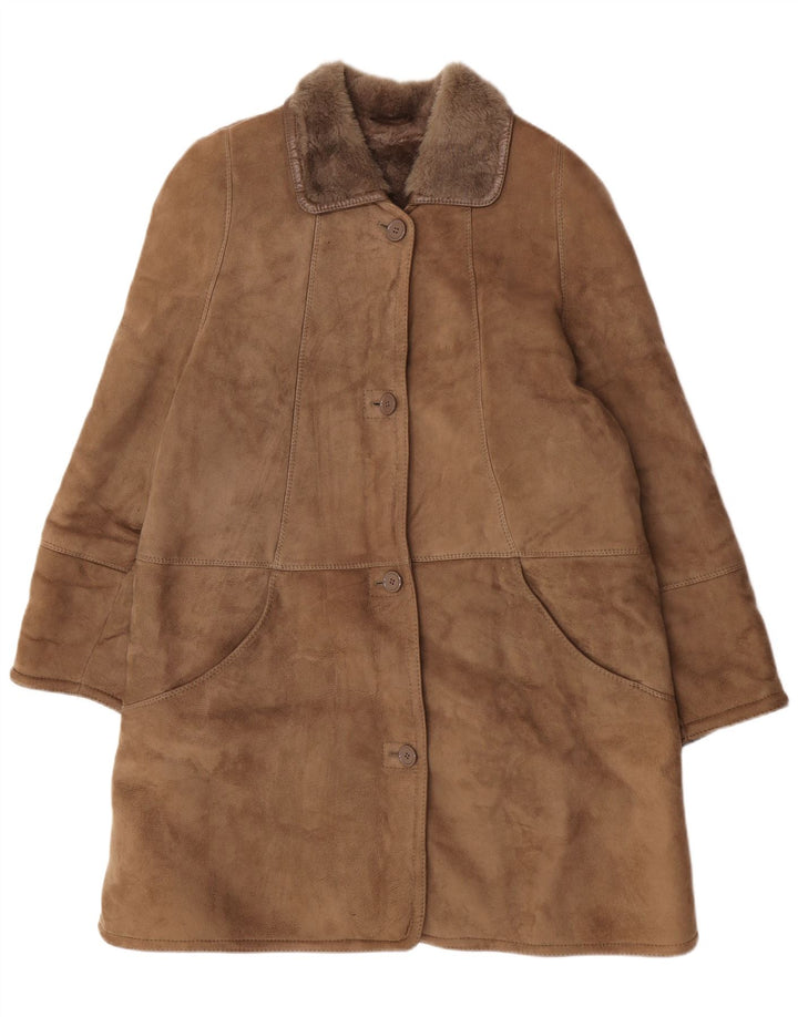 Palton supradimensionat din shearling pentru femei Skinni IT 50 XL maro din shearling