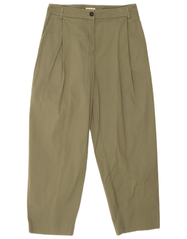 Pantaloni tăiați vintage pentru femei cu talie înaltă IT 44 Medium L30 L26 Kaki