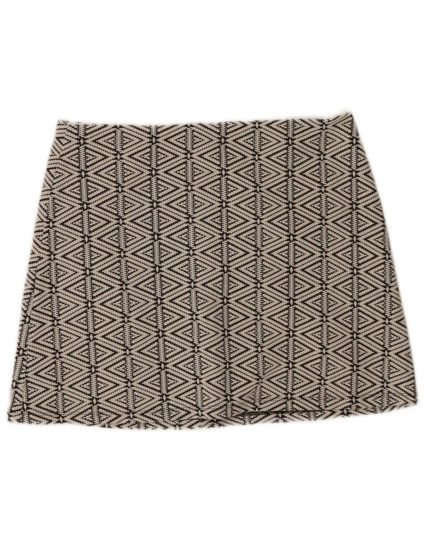 Fusta mini Topshop pentru femei UK 14 Large W34 White Geometric Bumbac