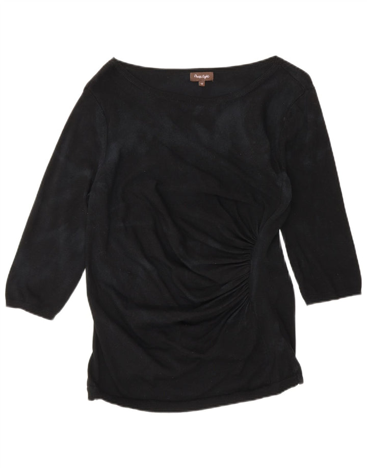 Phase Eight Top pentru femei cu mâneci 3/4 UK 12 Medium Black Viscose