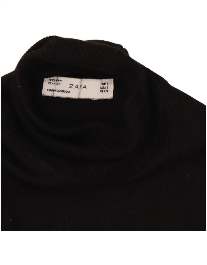 Pulover cu gât rulat Zara pentru femei UK 8 Mic Negru