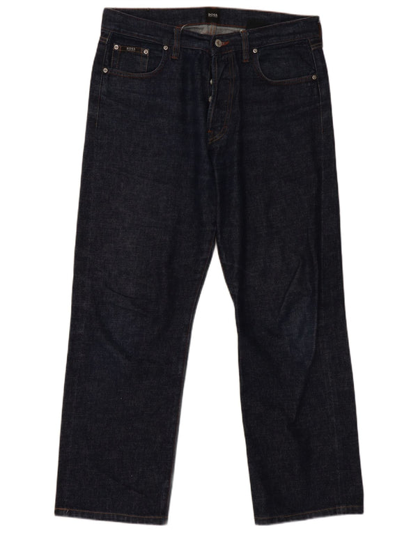 Blugi drepti pentru femei Hugo Boss W36 L30 bumbac bleumarin