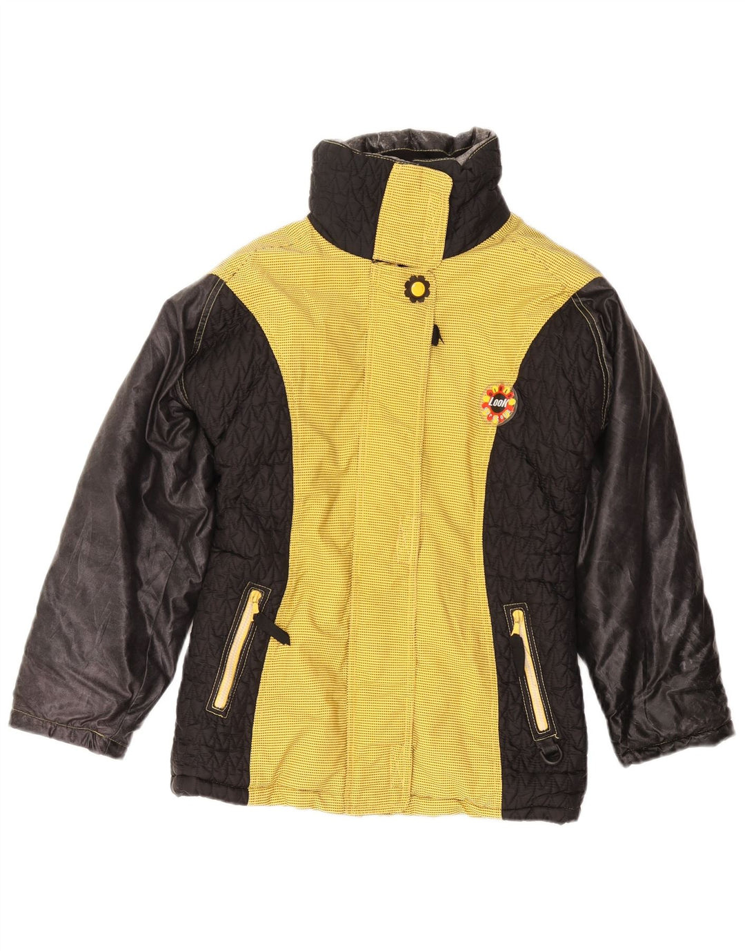 Jachetă de vânt pentru femei VINTAGE UK 14, bumbac color bloc de culoare galben mediu