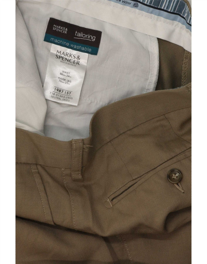 Pantaloni de costum pentru bărbați Marks & Spencer L34 L31 Lână bej