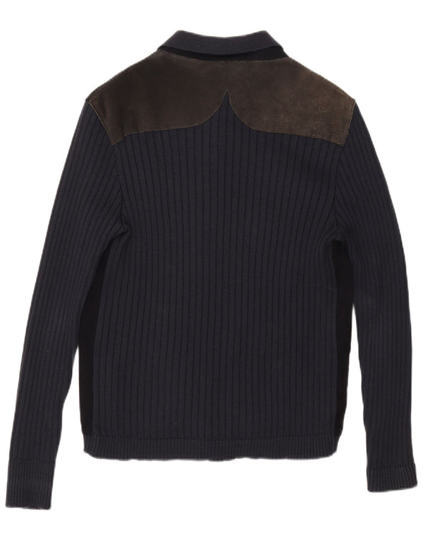 Pulover cardigan vintage pentru bărbați, albastru bleumarin mediu