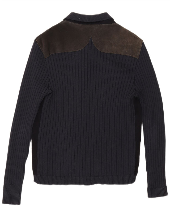 Pulover cardigan vintage pentru bărbați, albastru bleumarin mediu