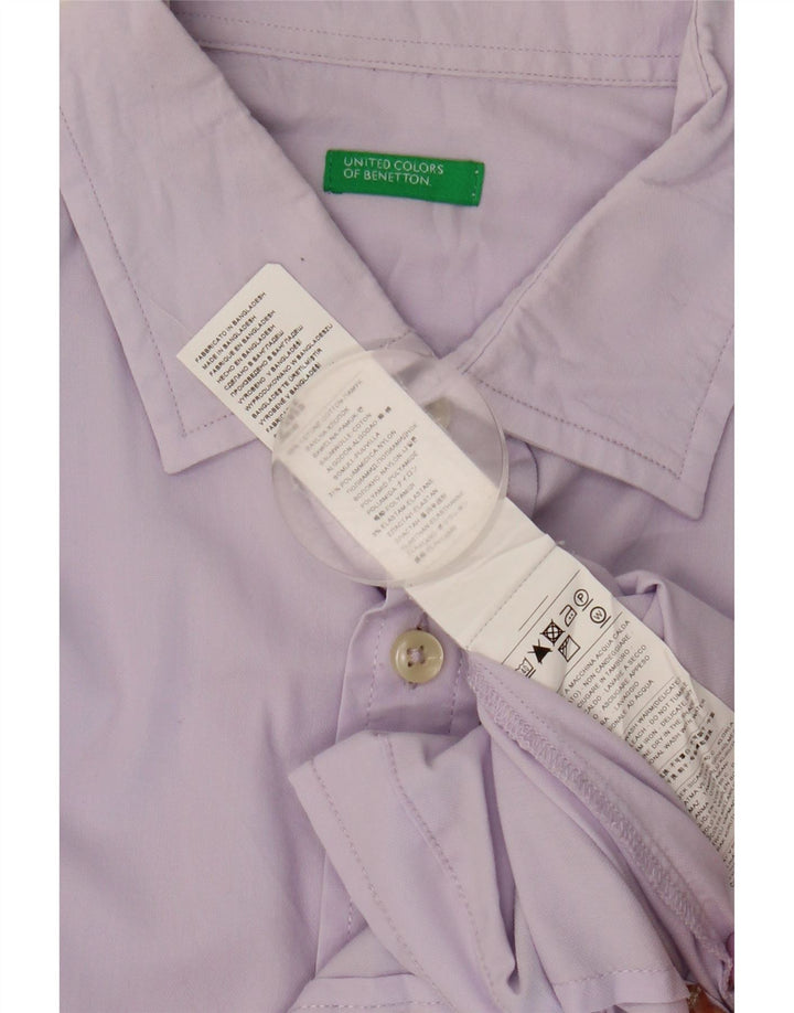 Cămașă Benetton pentru bărbați din bumbac violet mediu